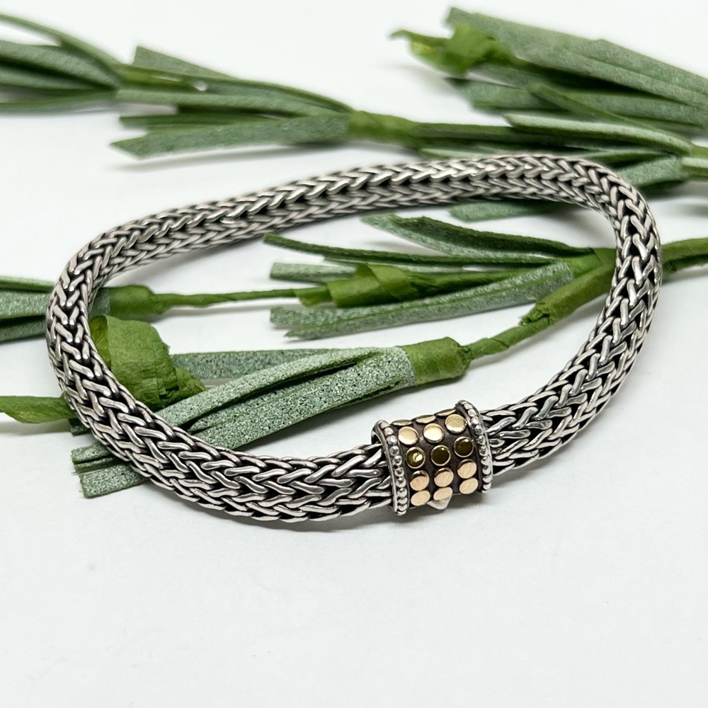 John Hardy Classic Chain 6.25mm Bracelet w/18K Gold Dot Clasp - Picture 1 of 7